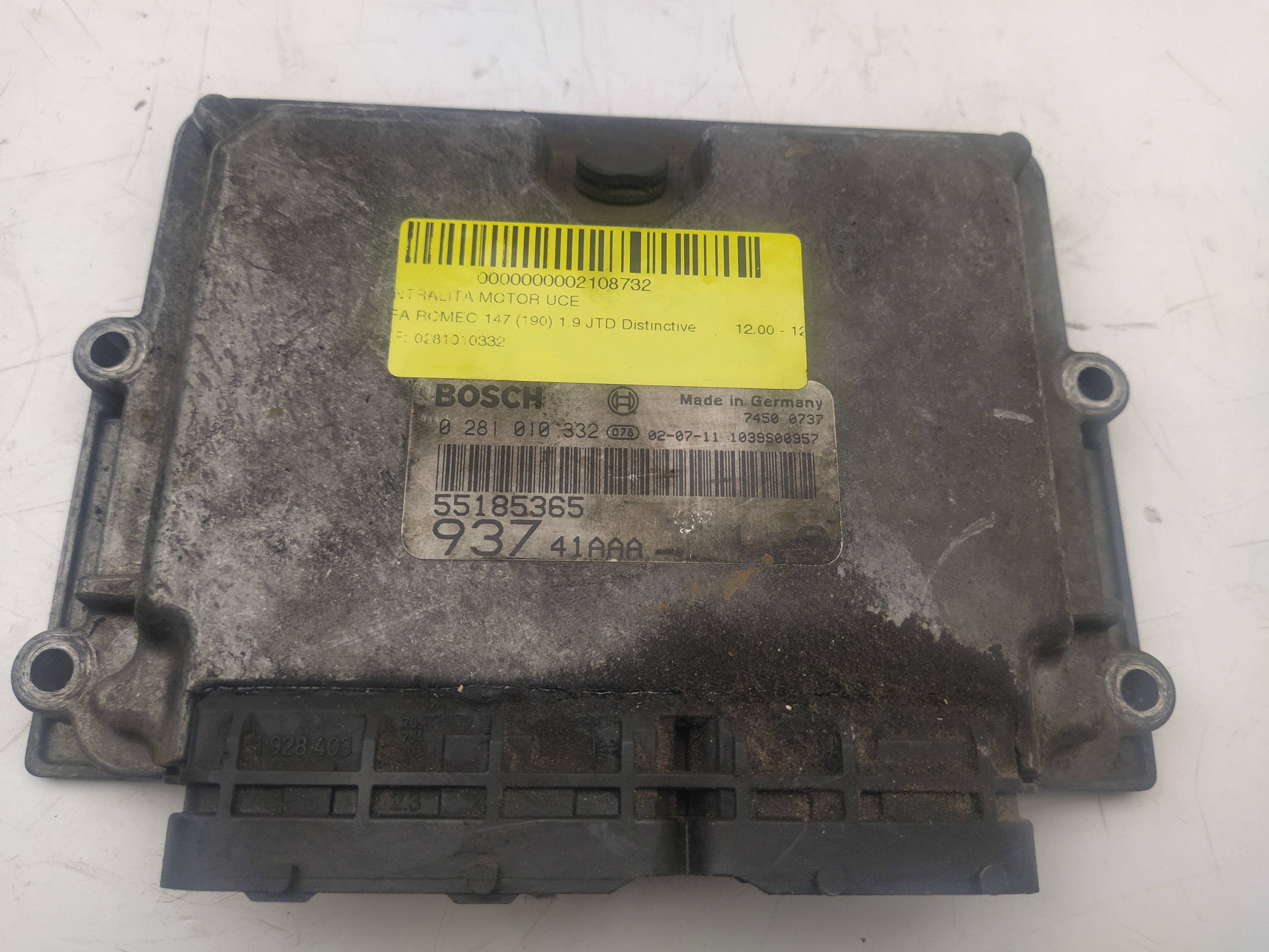 Alfa Romeo 147 (937) Hatchback 1.9 JTD (937.A.2000) COMPUTER MOTOR  0  0281010332/93741AAA